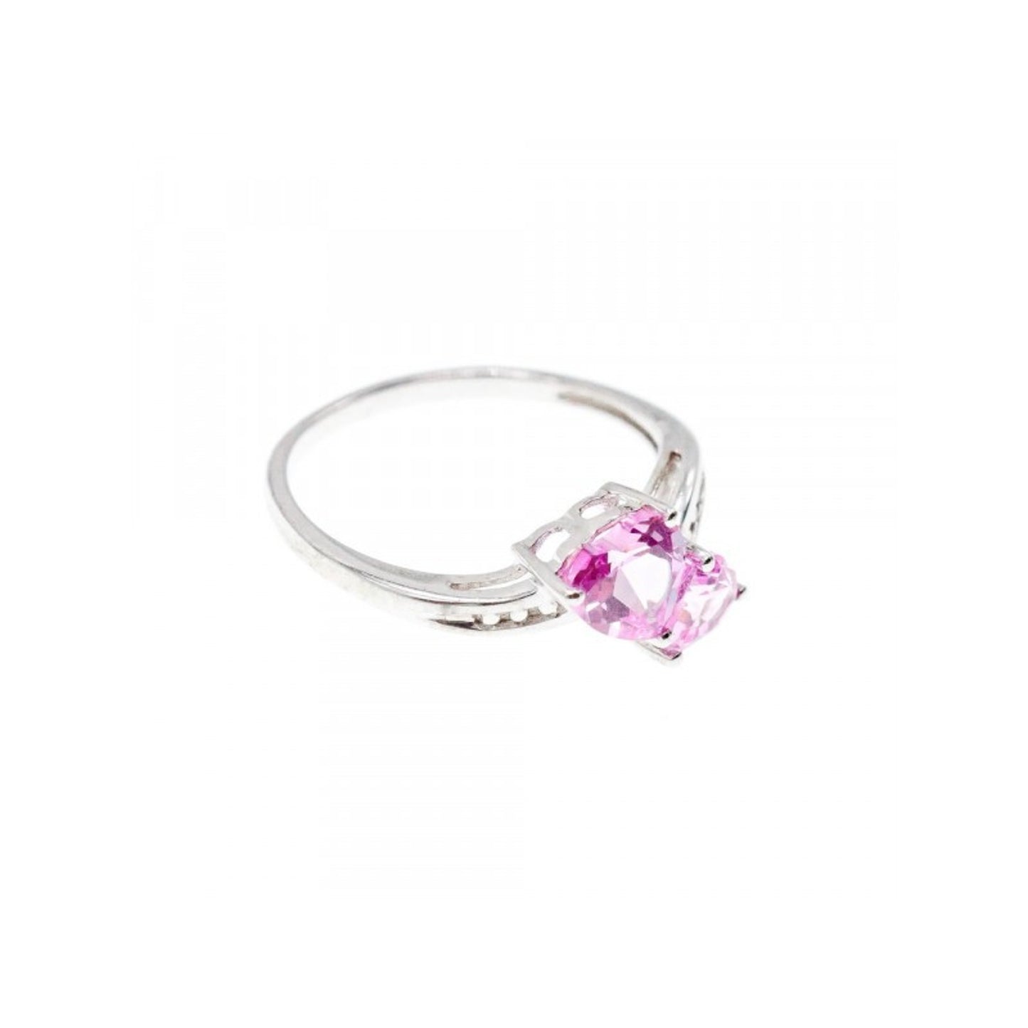 925 STERLING SILVER PINK TOPAZ "HEARTS" RING SIZE 7