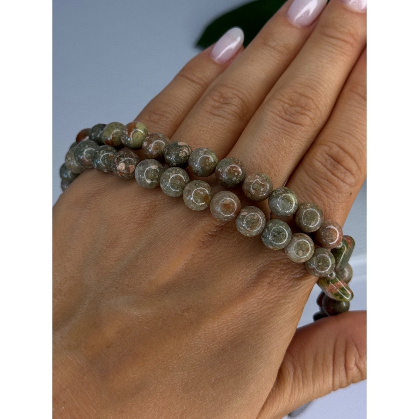 Vintage 925 Sterling Silver Unakite Necklace Length 17 inch
