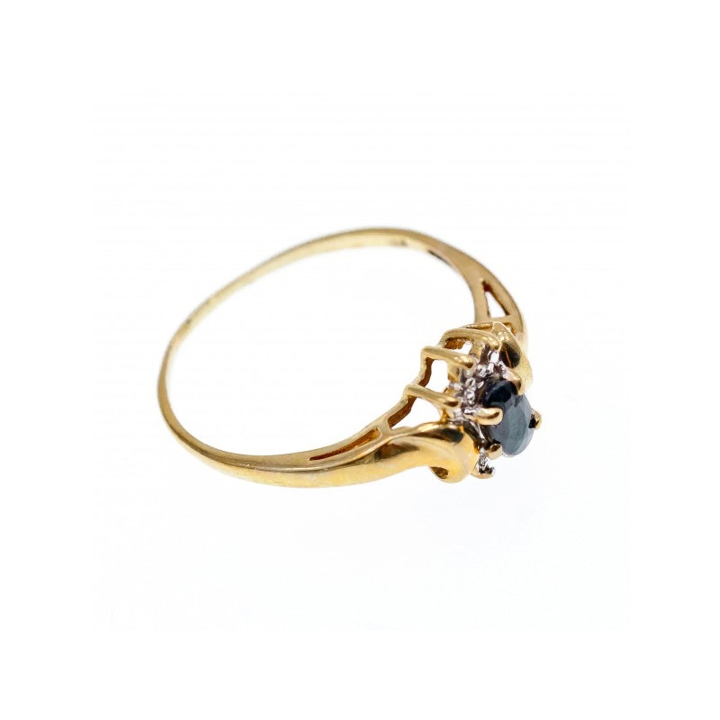 10K YELLOW GOLD SPINEL & DIAMONDS RING SIZE 8.5