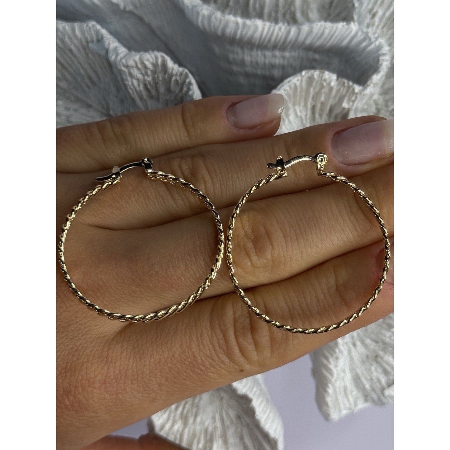ELEGANT HOOP GOLD PLATED EARRINGS LENGTH 1.50 INCH