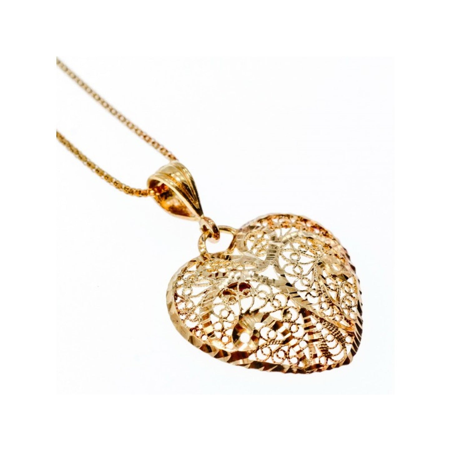 925 Sterling Silver Gold Plated "Openwork Heart" Chain with Pendant