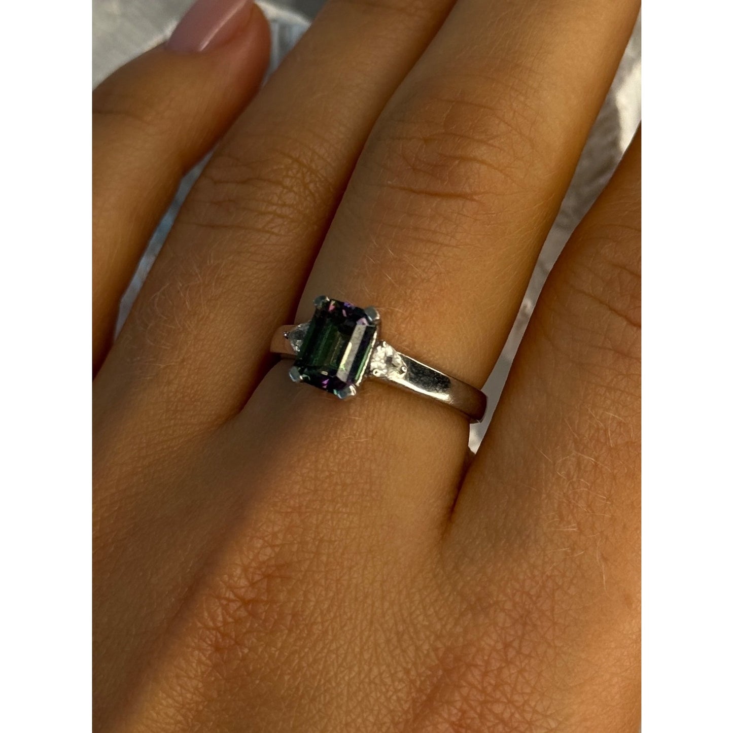 925 Sterling Silver Alexandrite & Beryl Ring Size 8