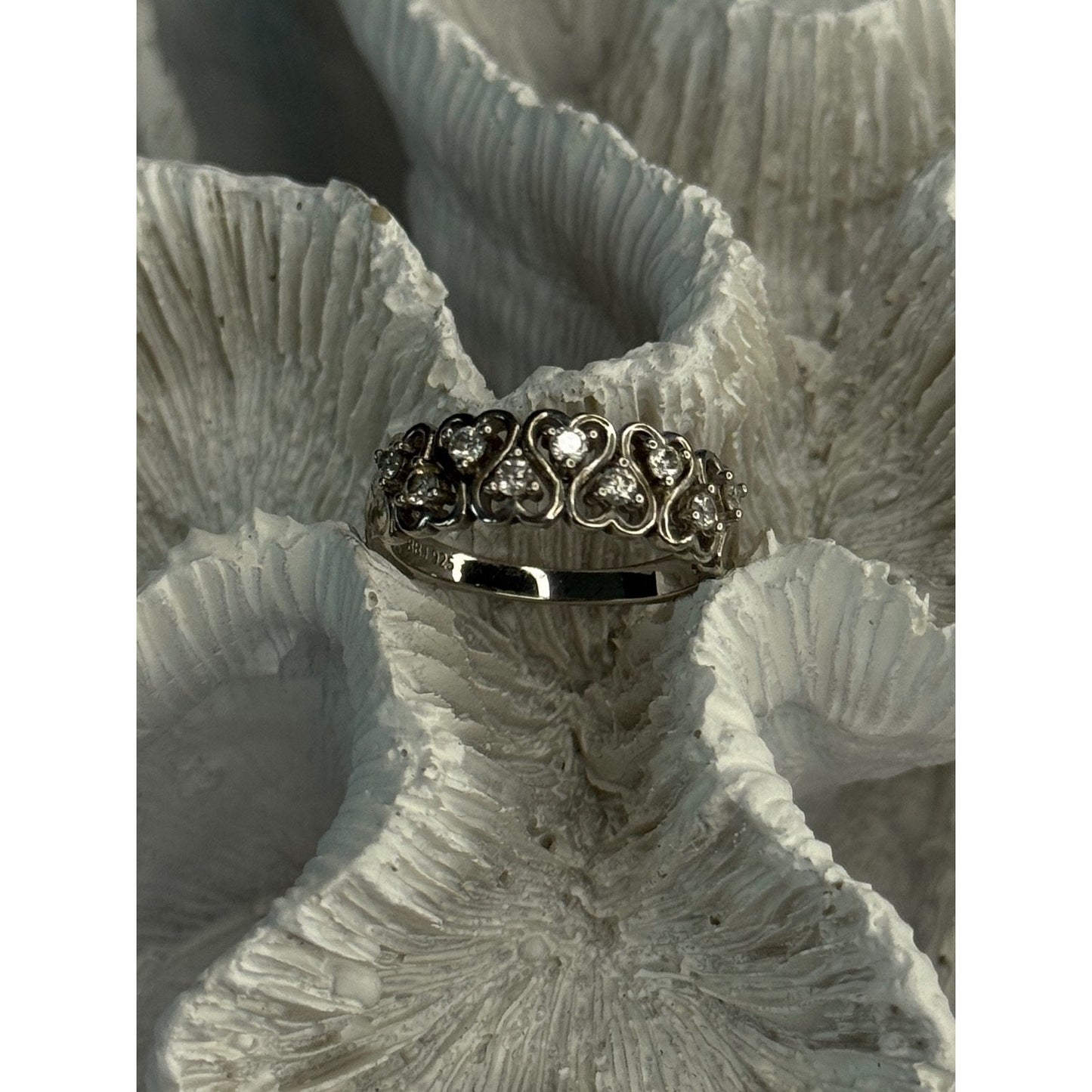 BBJ 925 STERLING SILVER WHITE TOPAZ HEART RING SIZE 7