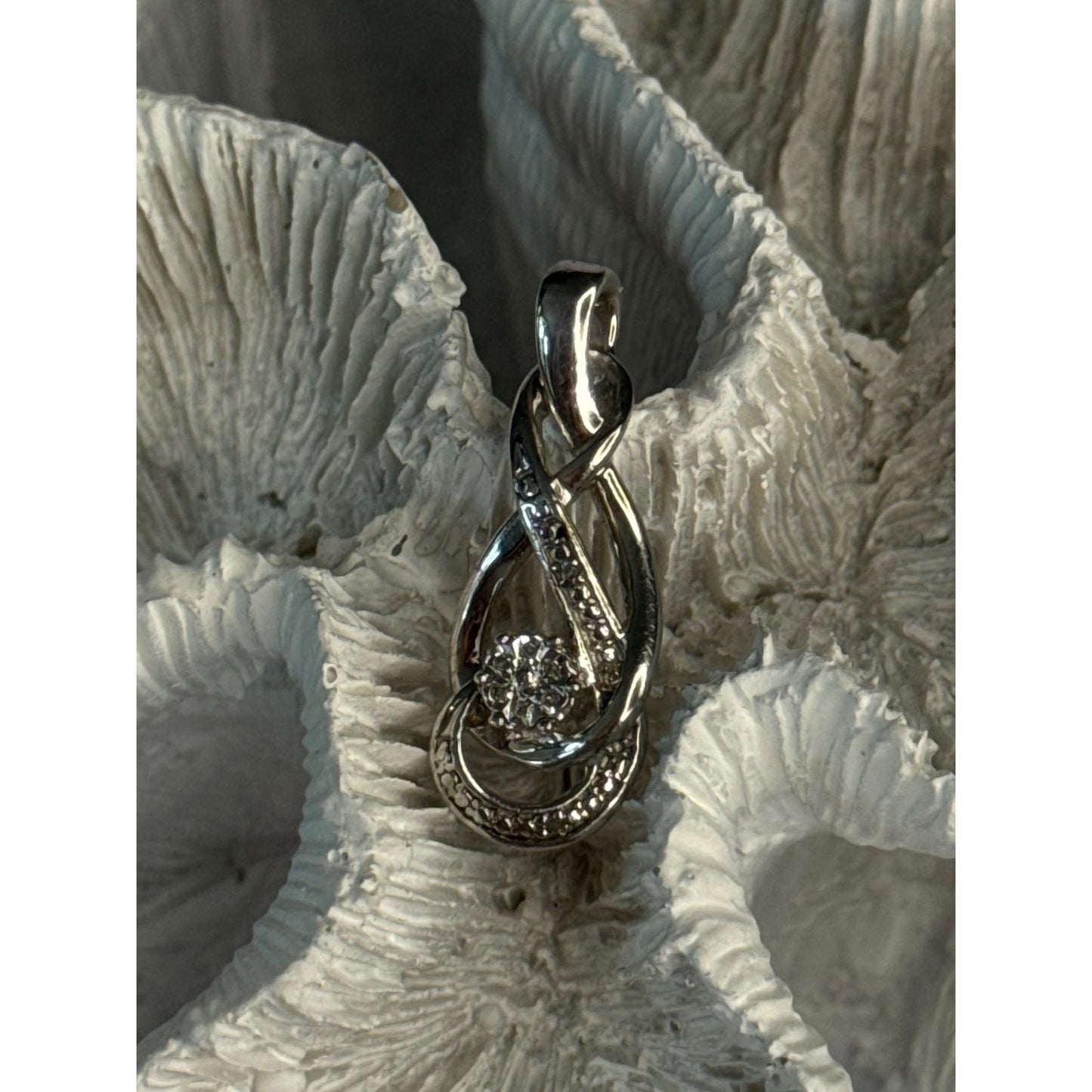 ELEGANT 925 STERLING SILVER DIAMONDS PENDANT LENGTH 1.10 INCH