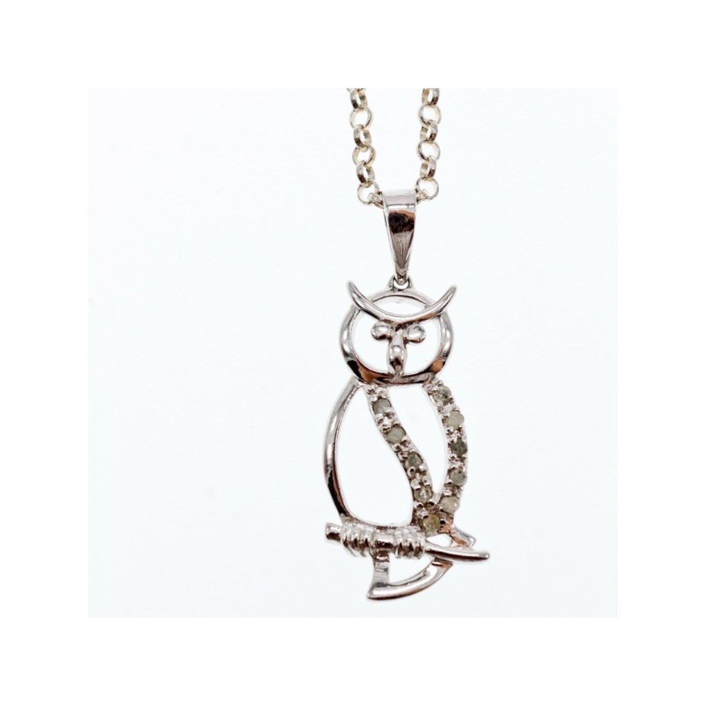 925 Sterling Silver CZ "Owl" Chain with Pendant Italy