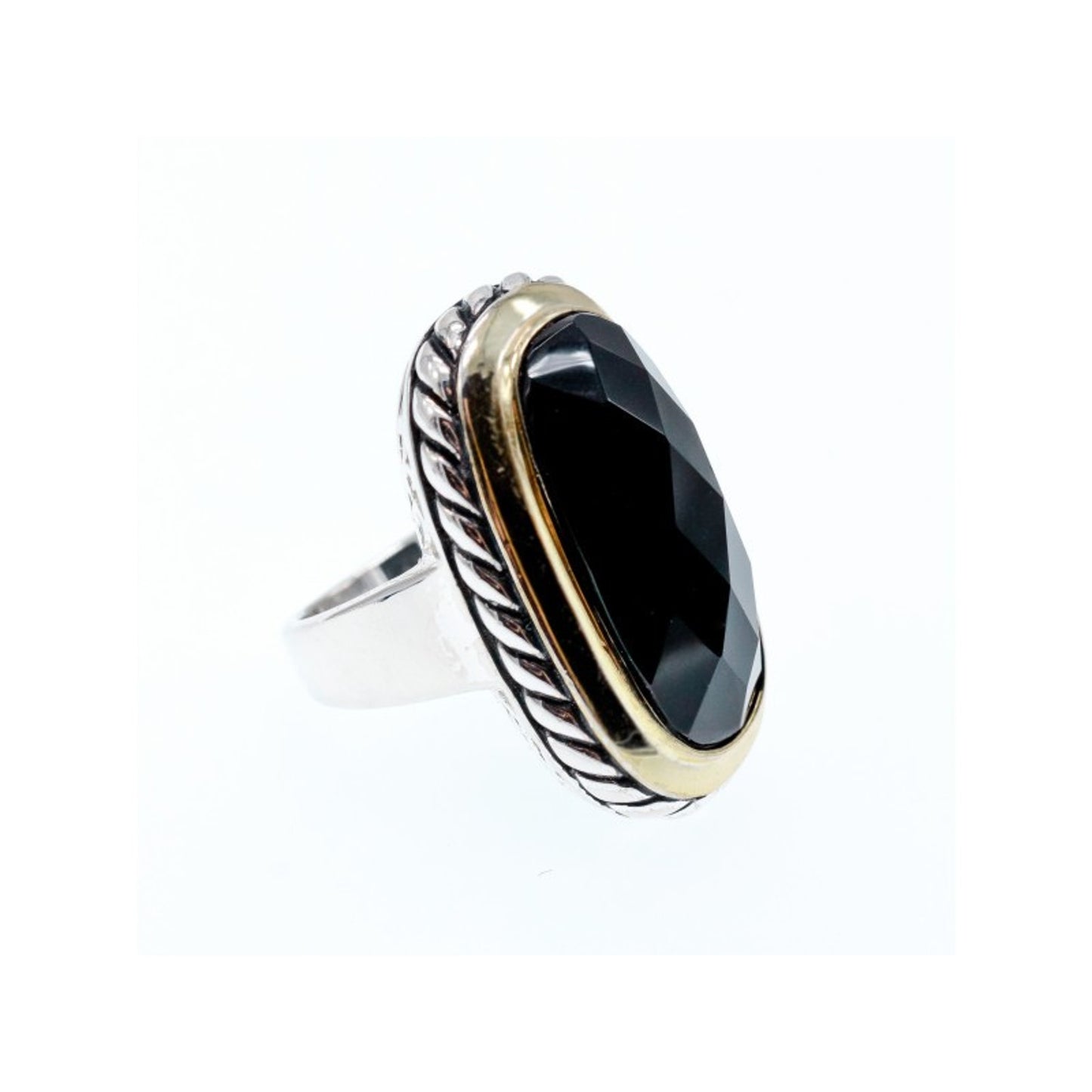 925 STERLING SILVER BLACK NEPHRITE ( JADE ) RING SIZE 7