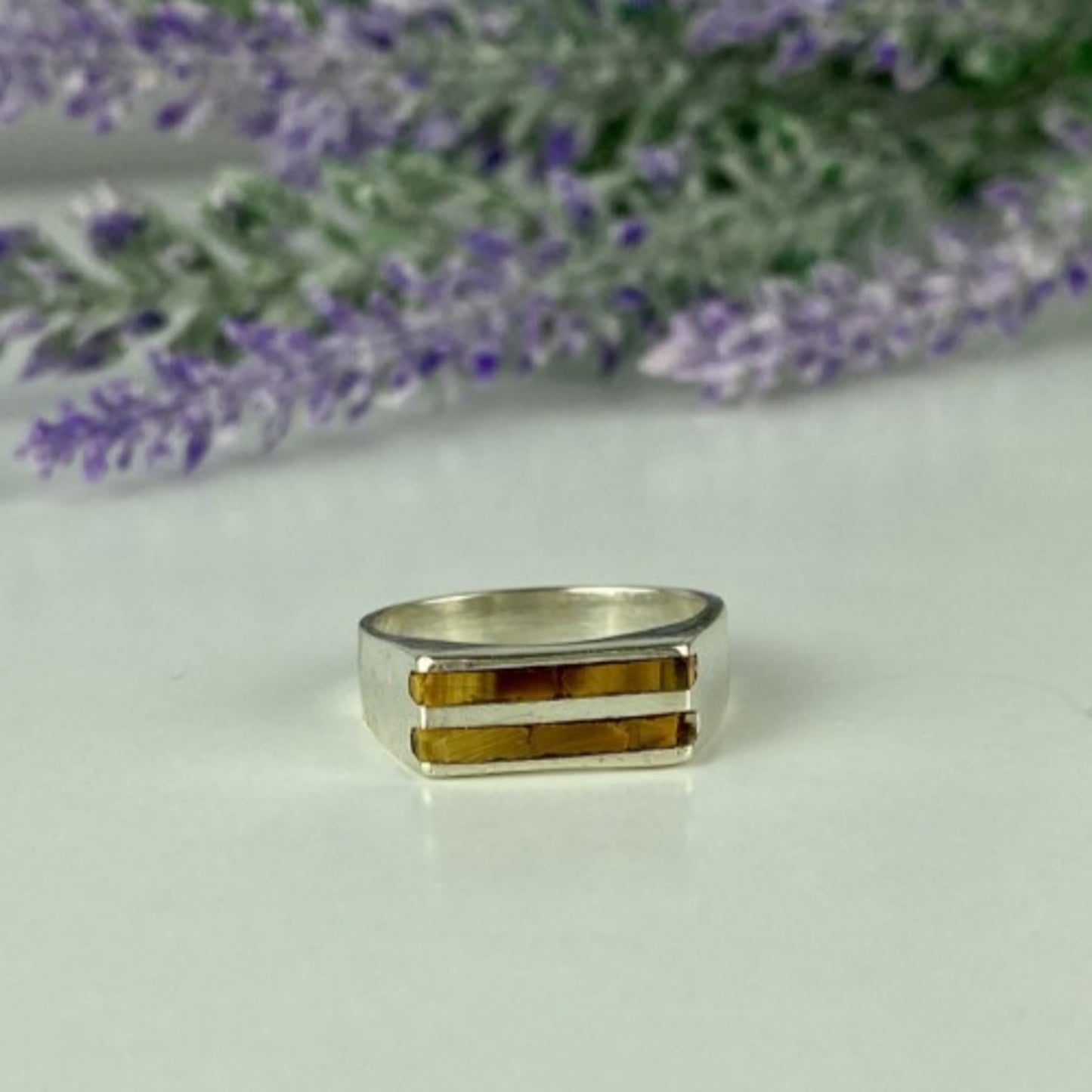925 STERLING SILVER JASPER SIGNET RING SIZE 6.5