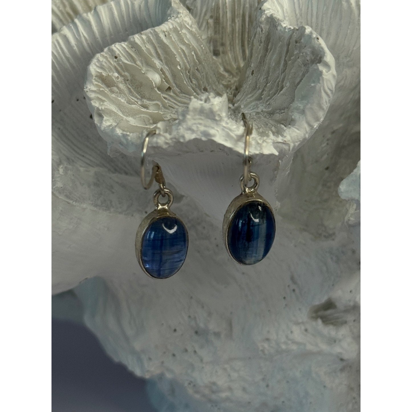 925 STERLING SILVER BLUE MOONSTONE EARRINGS LENGTH 1.30 INCH