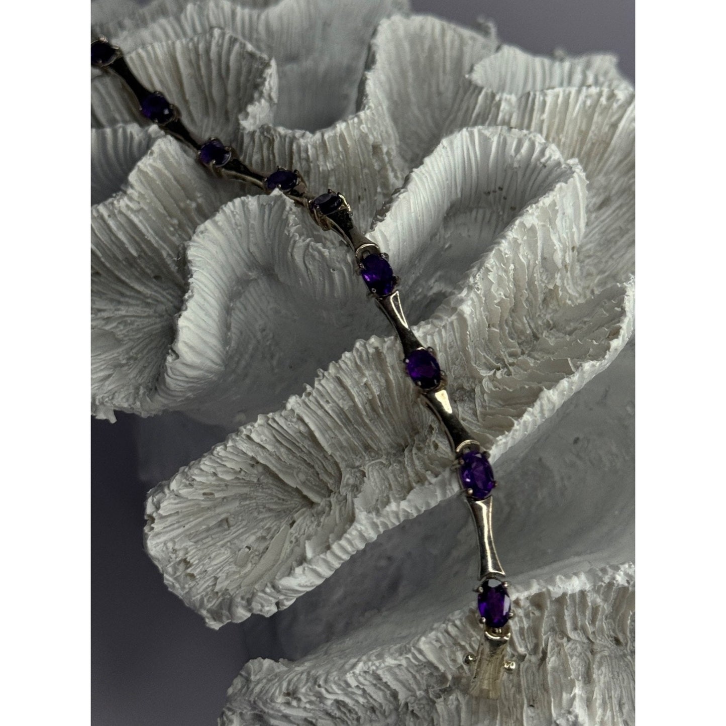 925 STERLING SILVER PURPLE TOURMALINE BRACELET LENGTH 7