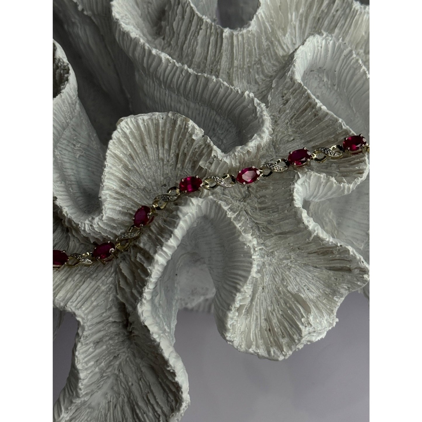 LOVELY 925 STERLING SILVER RUBY BRACELET LENGTH 7