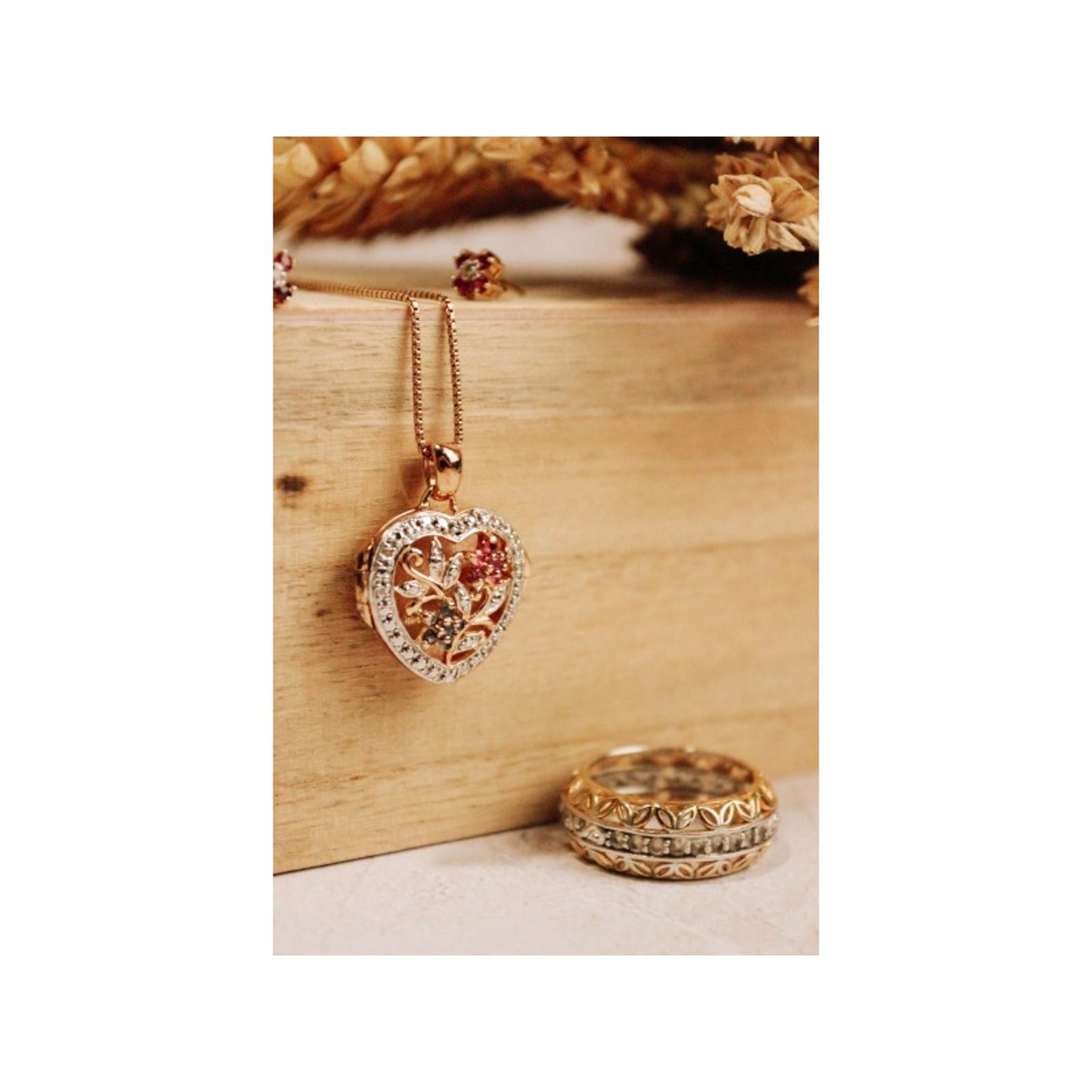 925 Sterling Silver Gold Plated Sapphire & Ruby Chain with Pendant