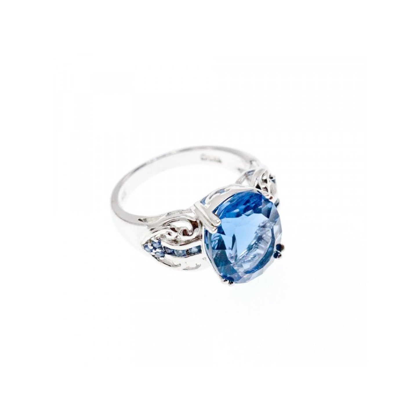 925 STERLING SILVER AQUAMARINE & IOLITE RING SIZE 6.5
