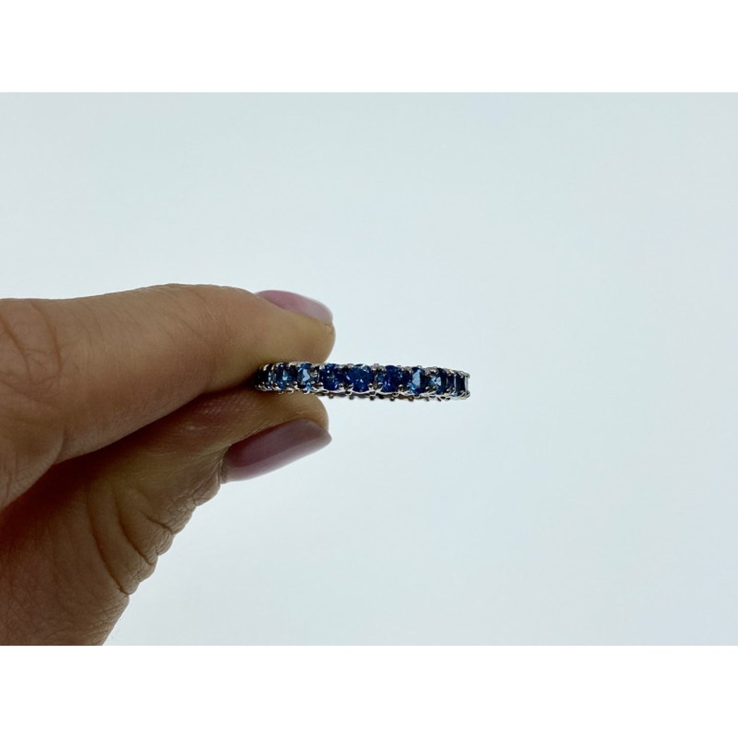 925 STERLING SILVER AQUAMARINES BAND RING SIZE 10.5