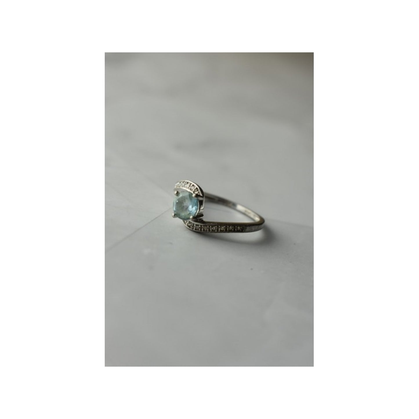 925 STERLING SILVER BLUE SPINEL & CZ RING SIZE 8.5