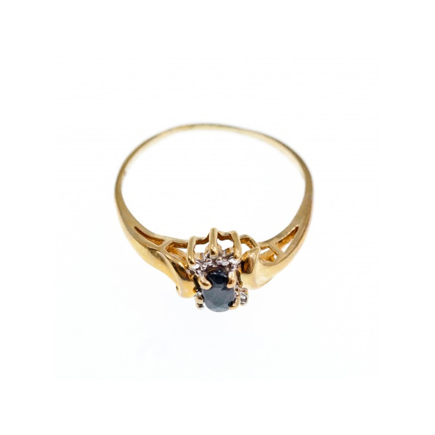10K YELLOW GOLD SPINEL & DIAMONDS RING SIZE 8.5