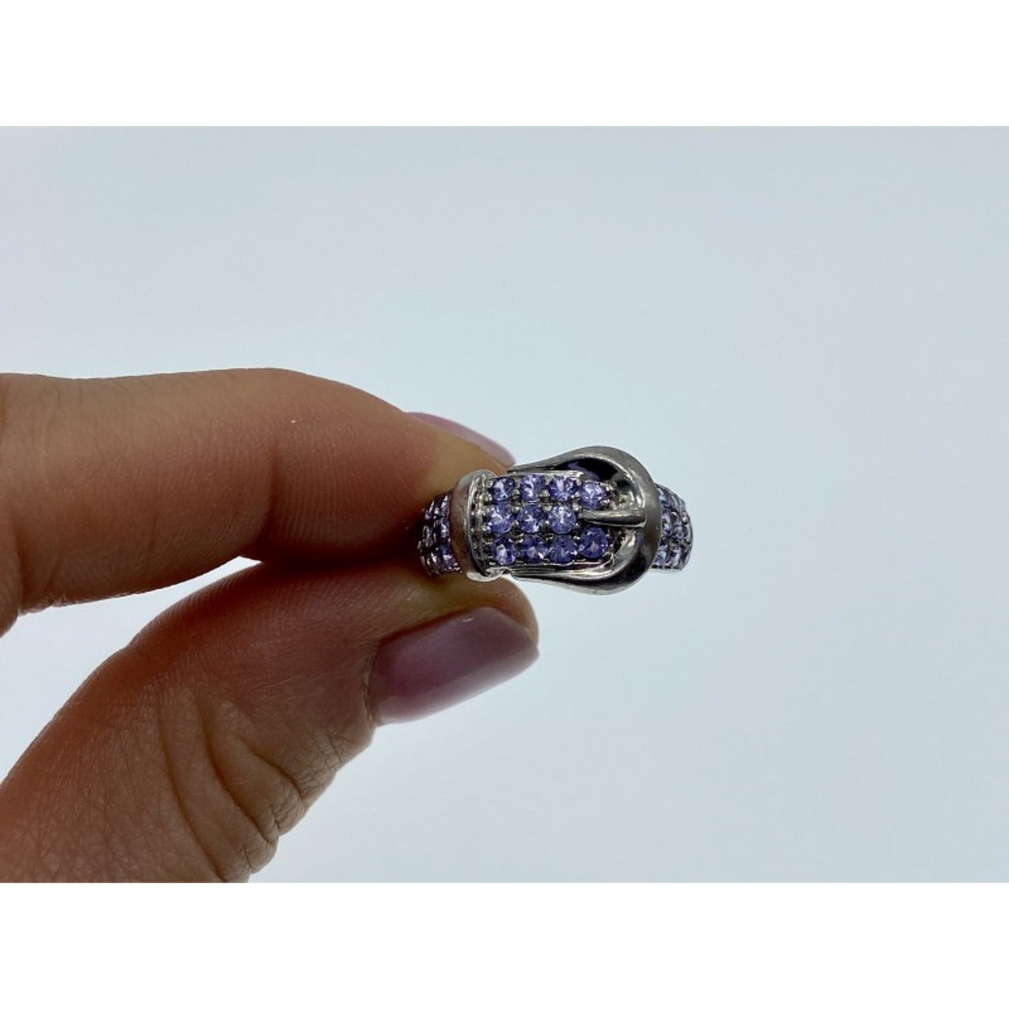 925 STERLING SILVER CZ "BELT" RING SIZE 6.5