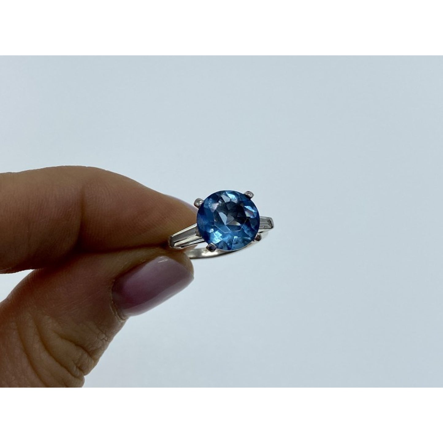 925 STERLING SILVER BLUE TOPAZ & QUARTZ RING SIZE 6.5