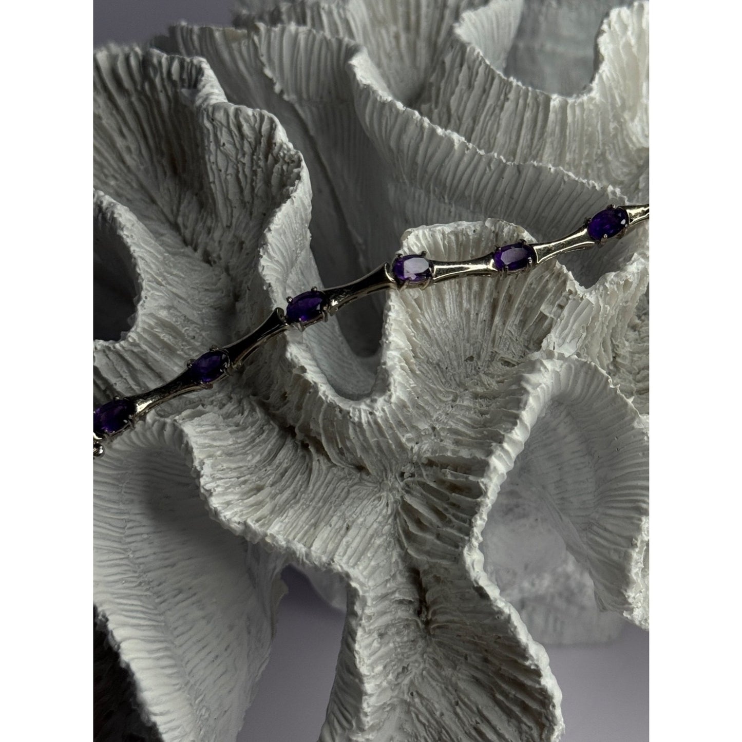 925 STERLING SILVER PURPLE TOURMALINE BRACELET LENGTH 7