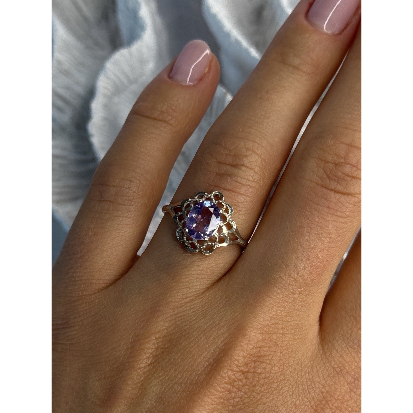 925 STERLING SILVER AMETHYST RING SIZE 7.5