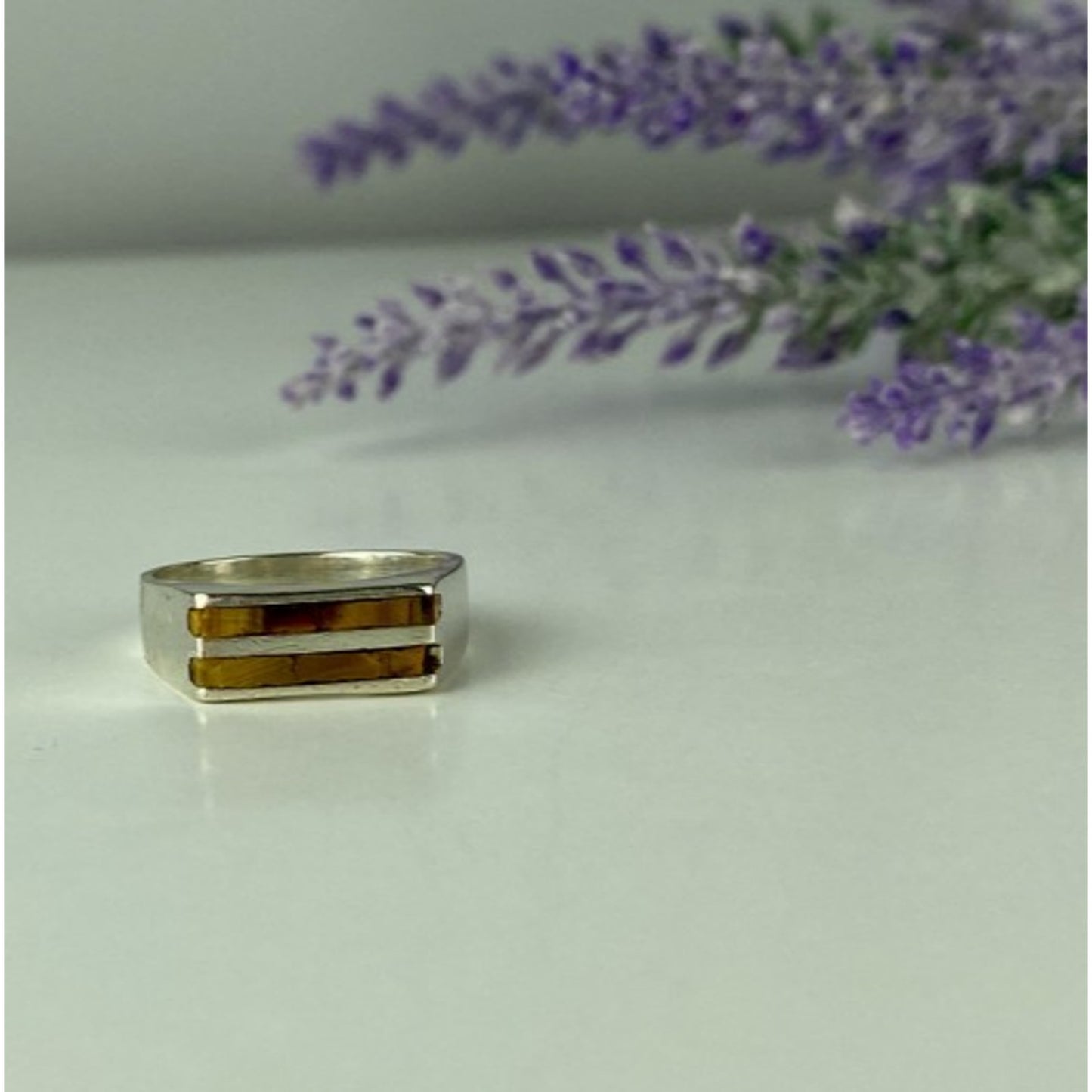 925 STERLING SILVER JASPER SIGNET RING SIZE 6.5