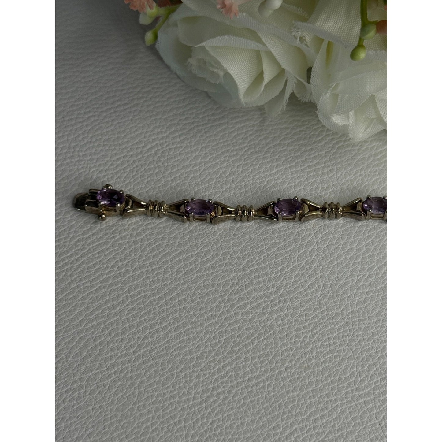 925 STERLING SILVER AMETHYST BRACELET LENGTH 7.5