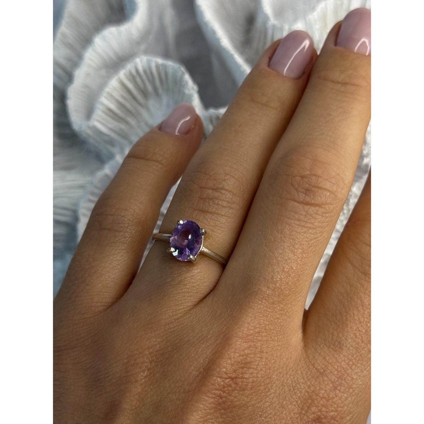 925 STERLING SILVER AMETHYST RING SIZE 6.5
