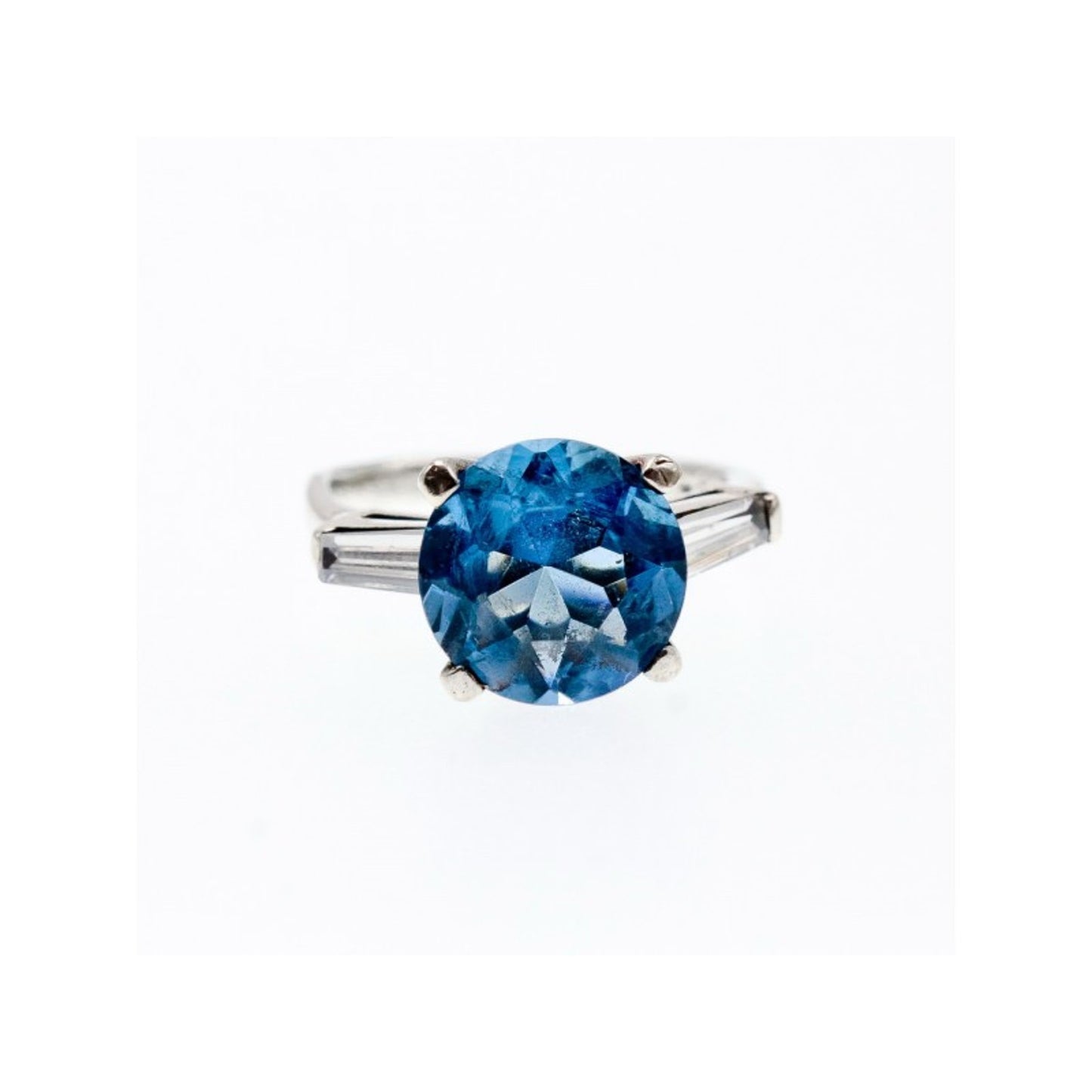 925 STERLING SILVER BLUE TOPAZ & QUARTZ RING SIZE 6.5