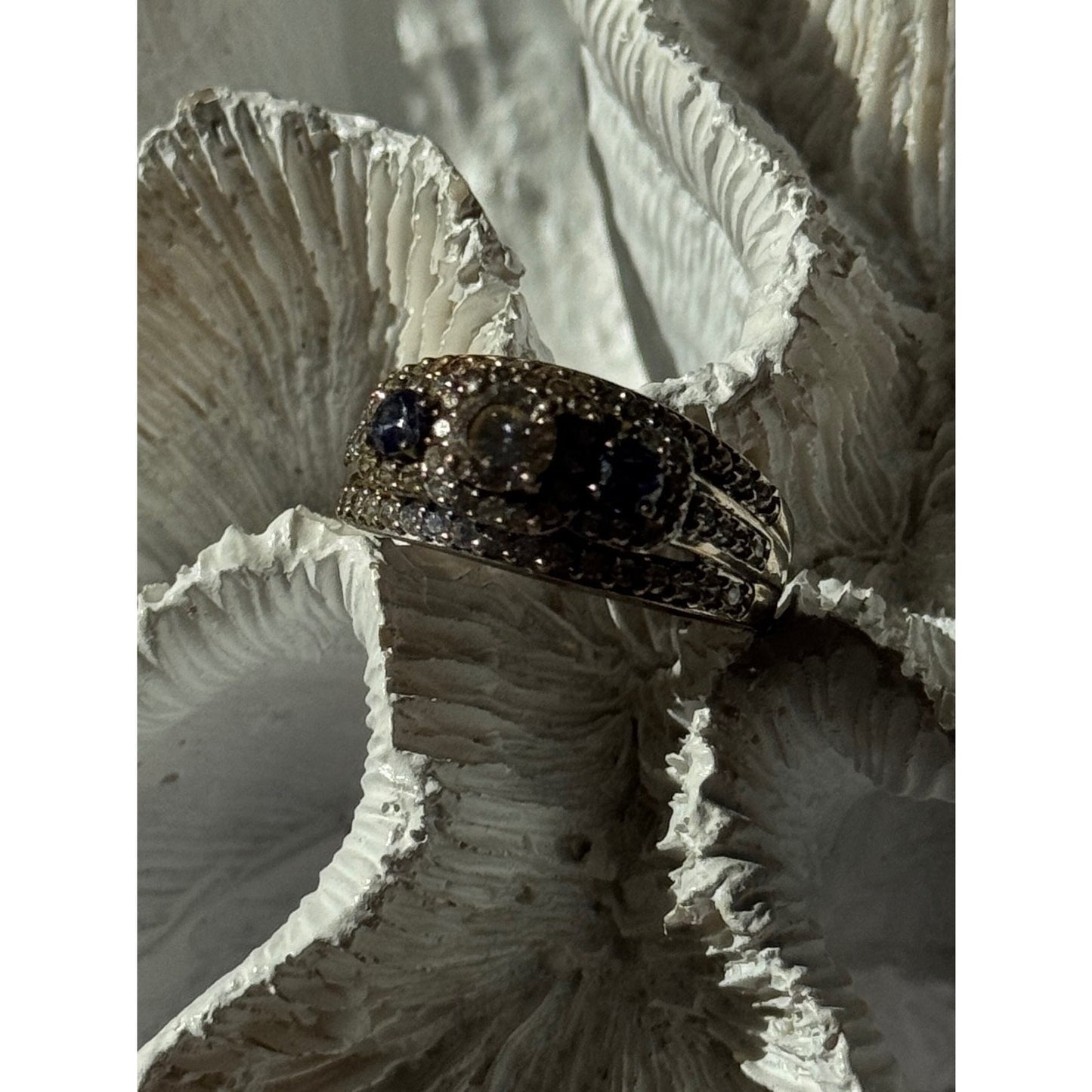 925 Sterling Silver Tanzanite & Beryl Ring Size 10