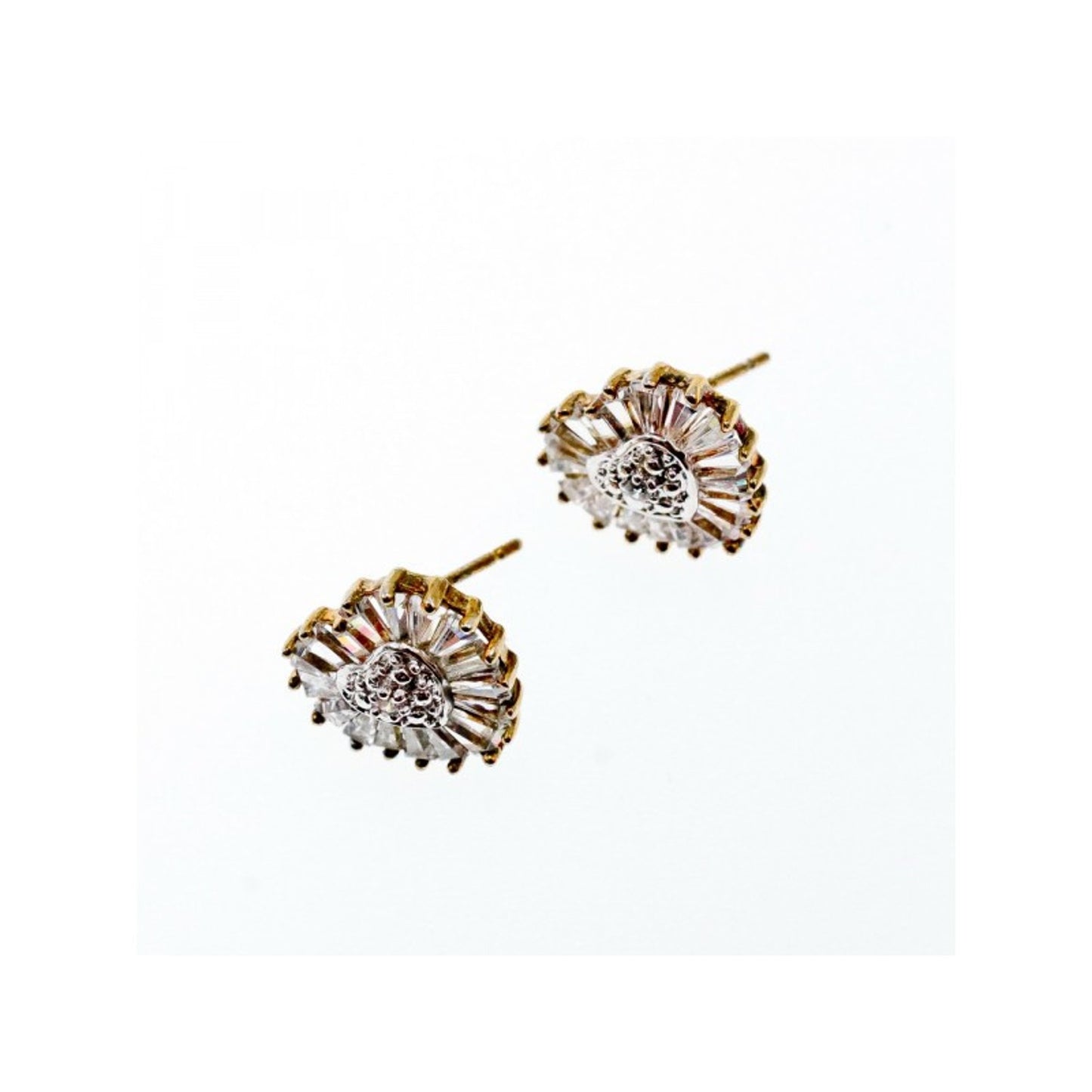 925 Sterling Silver Gold Plated CZ "Heart" Stud Earrings