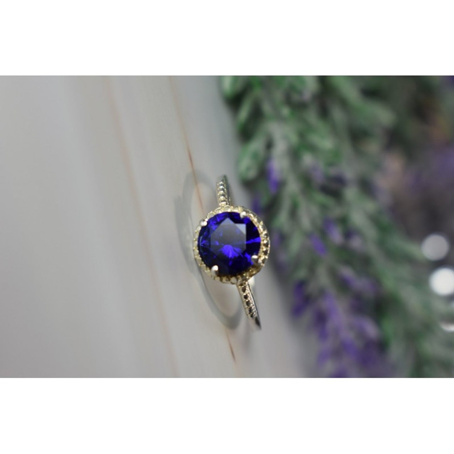 925 STERLING SILVER SAPPHIRE CLASSIC RING SIZE 8