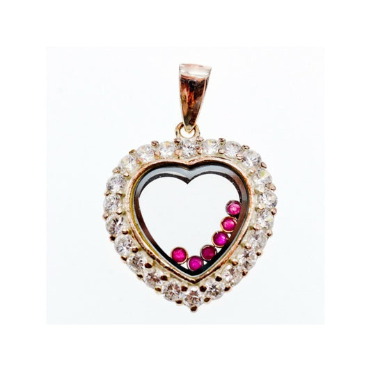 925 Sterling Silver Pink Spinel & CZ "Heart" Pendant