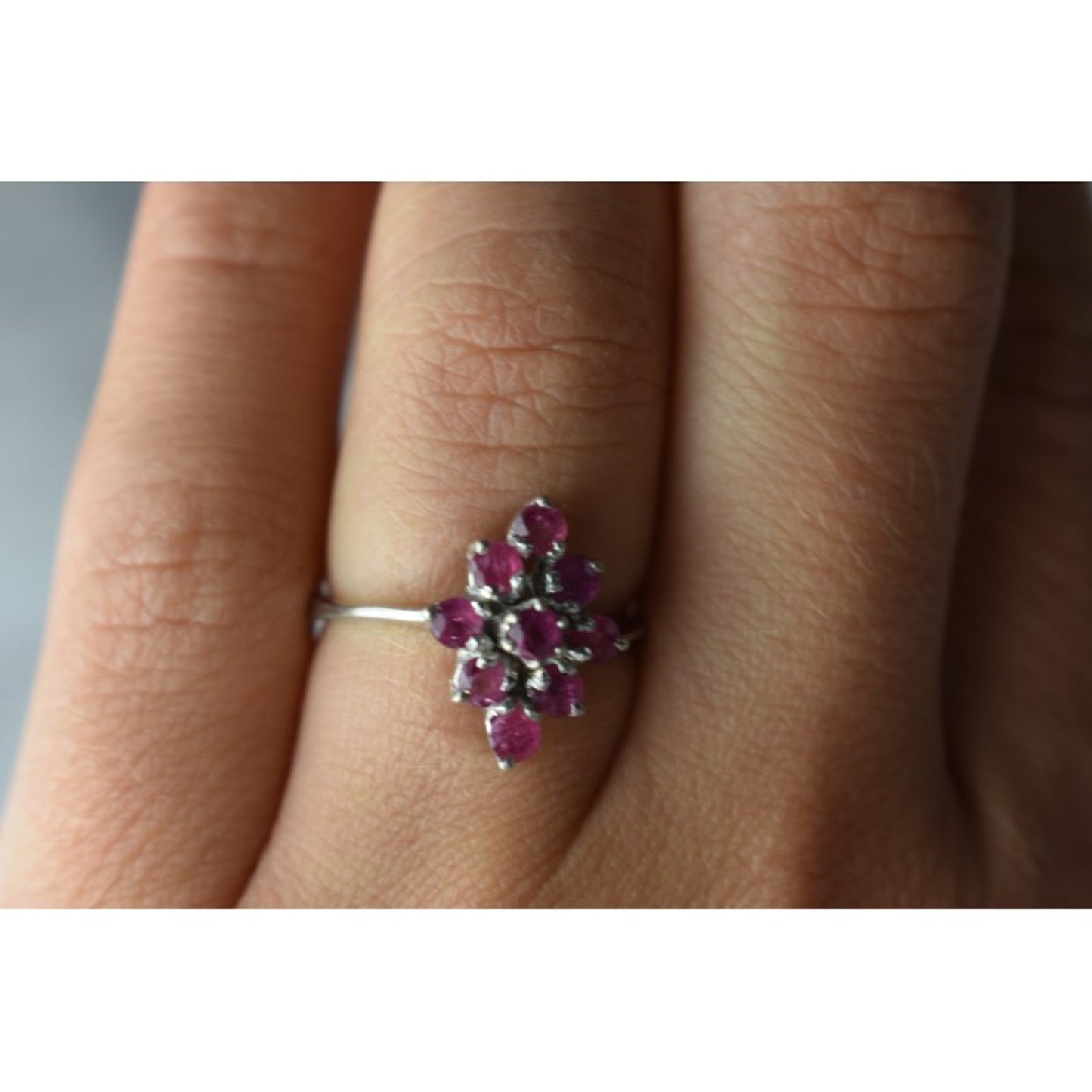 925 STERLING SILVER PINK TOPAZ "FLOWER" RING SIZE 6