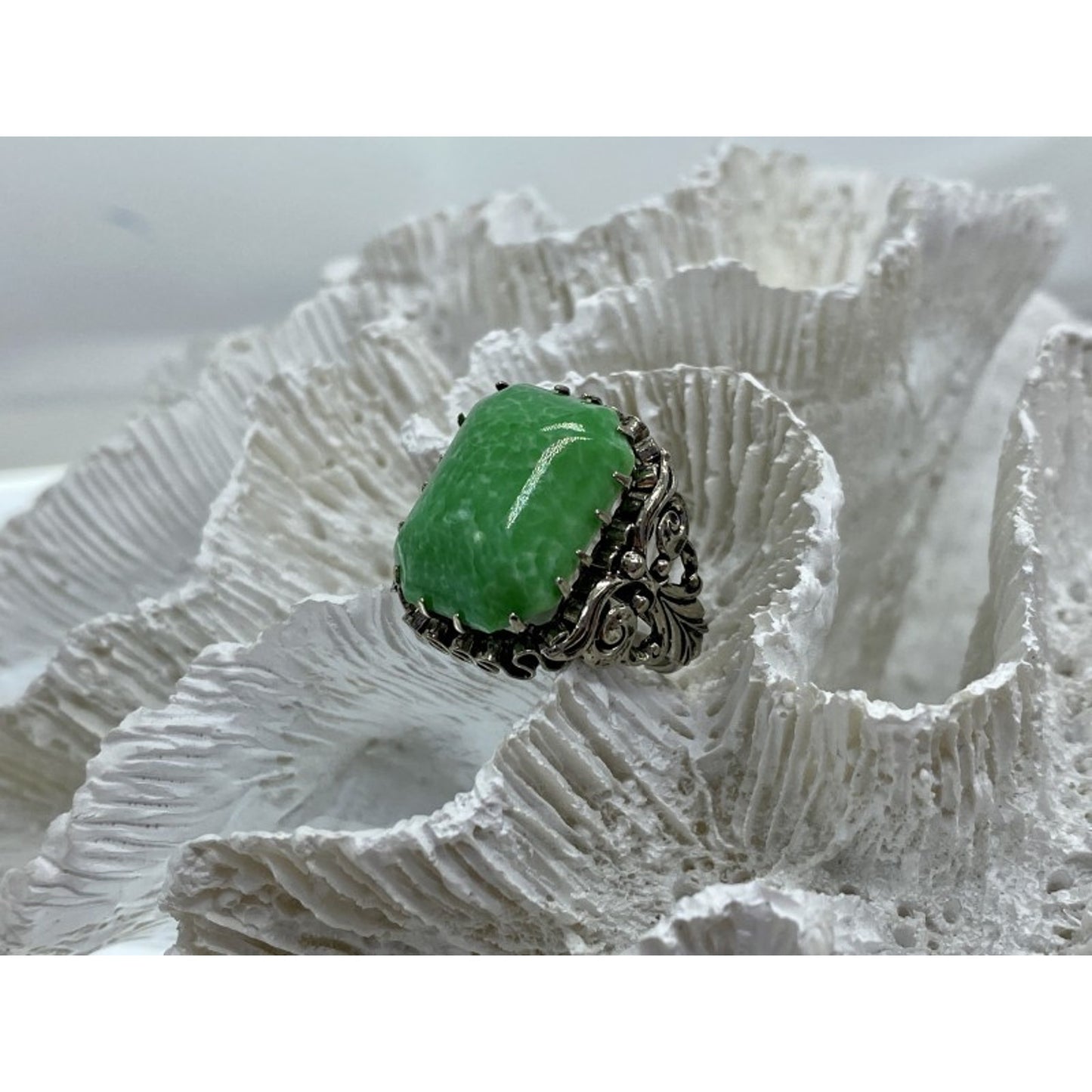 VINTAGE 925 STERLING SILVER JASPER RING SIZE 7