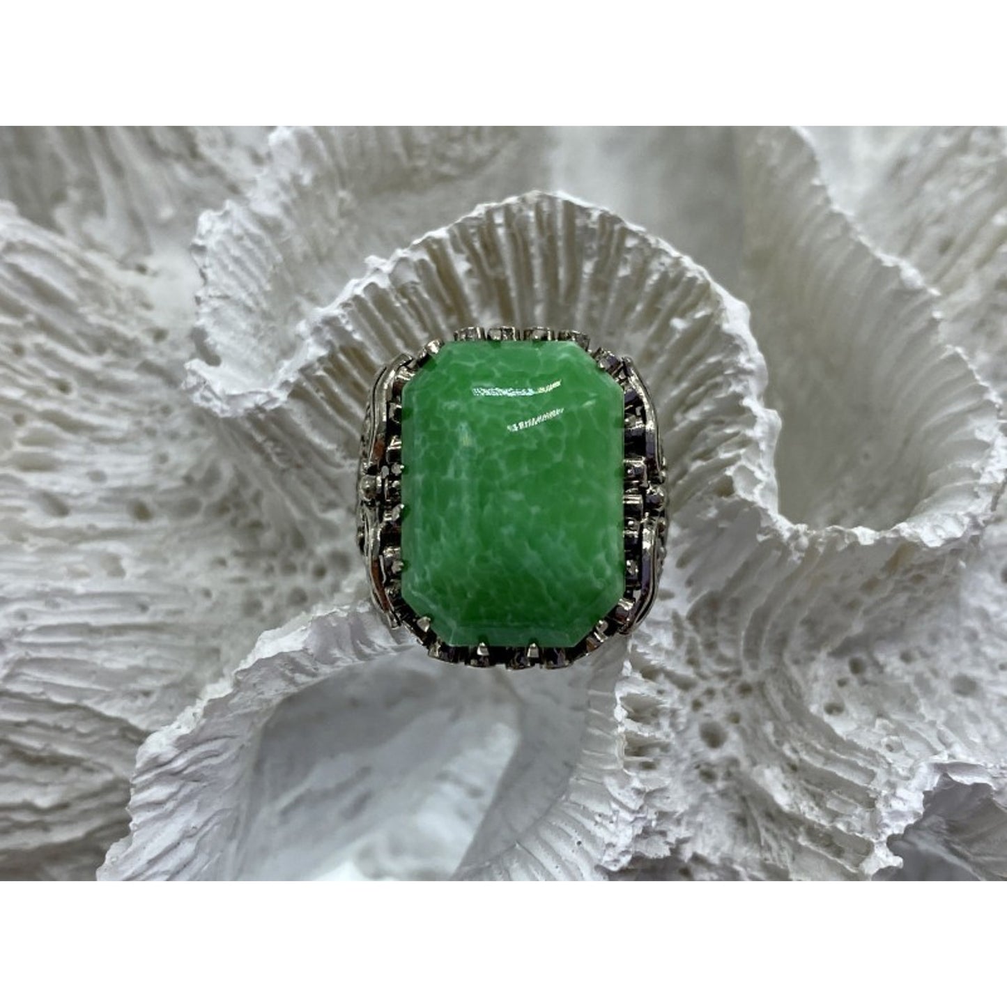 VINTAGE 925 STERLING SILVER JASPER RING SIZE 7