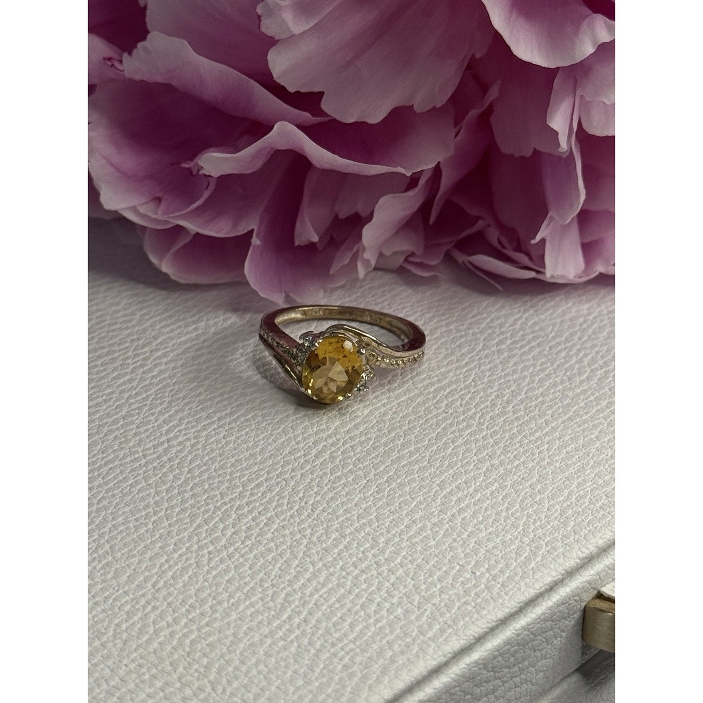 925 STERLING SILVER CITRINE & BERYL RING SIZE 7