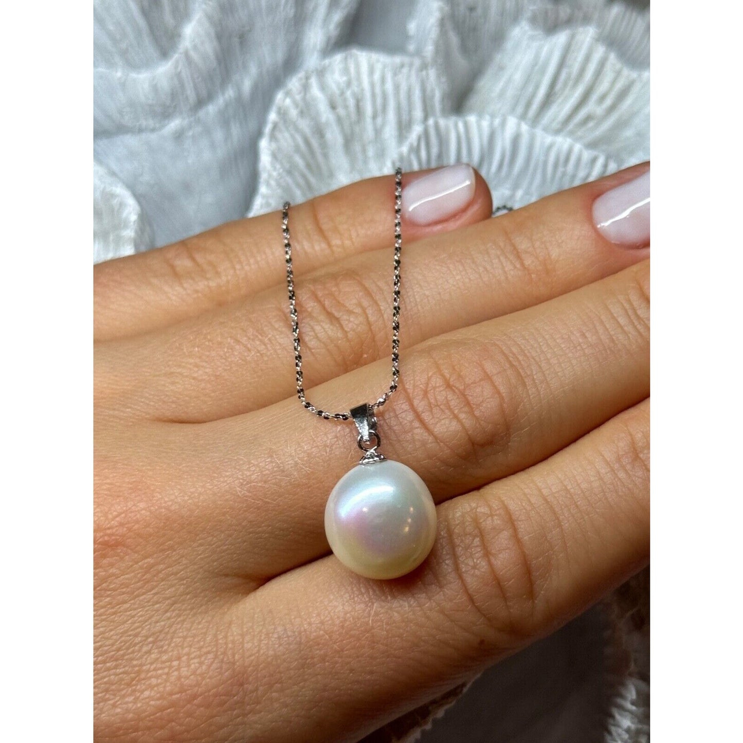 925 STERLING SILVER FRESH WATER PEARL NECKLACE LENGTH 18 Inch