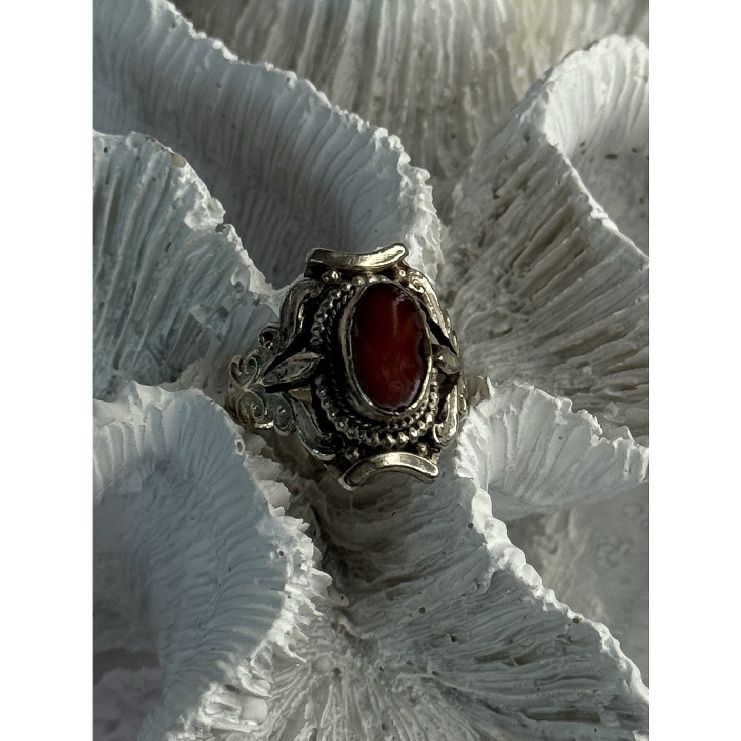 VINTAGE 925 STERLING SILVER AGATE RING SIZE 6