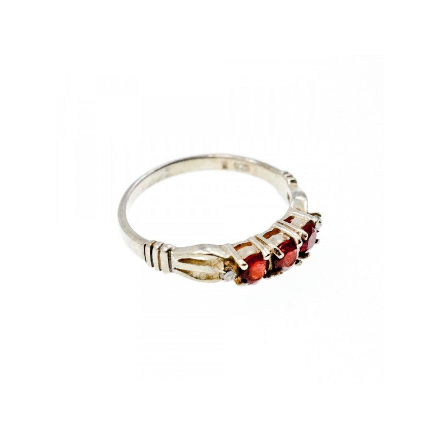925 STERLING SILVER SPESSARTINE & CZ RING SIZE 8