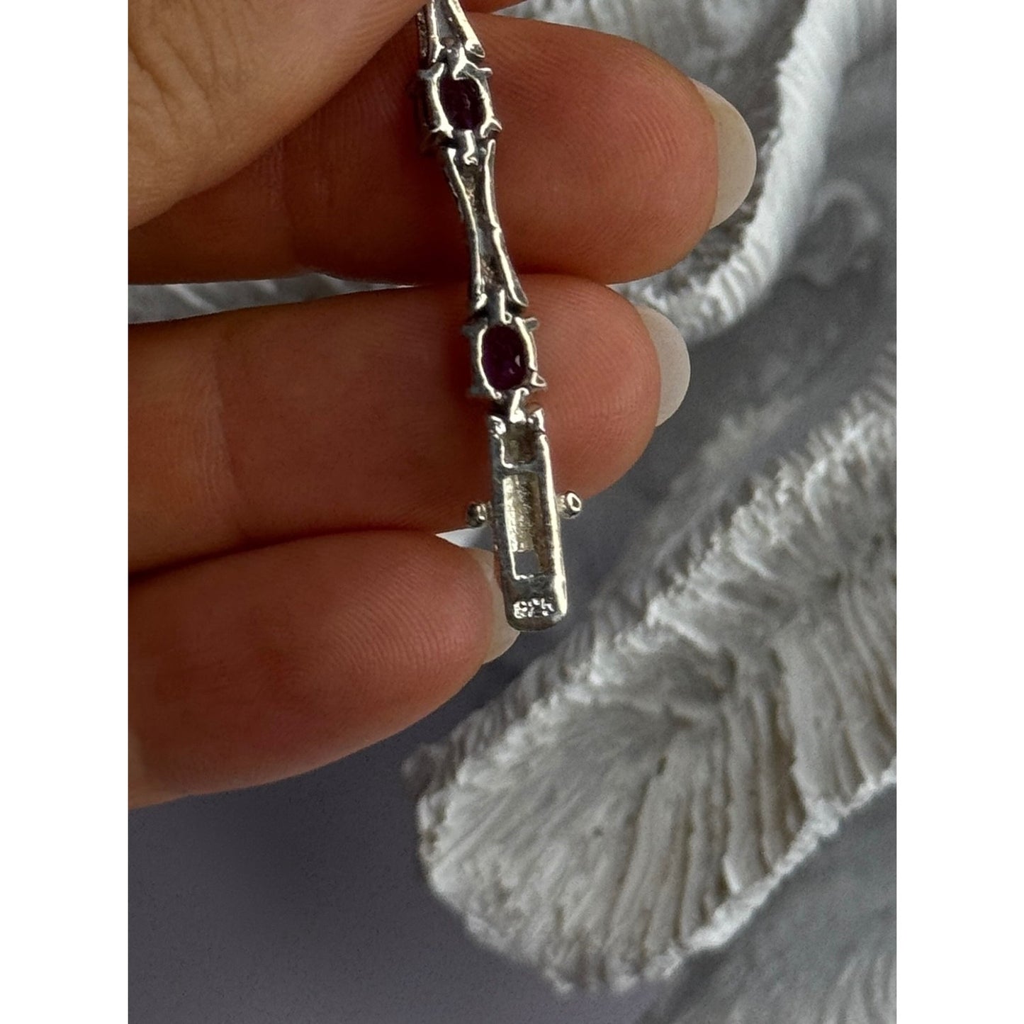 925 STERLING SILVER PURPLE TOURMALINE BRACELET LENGTH 7