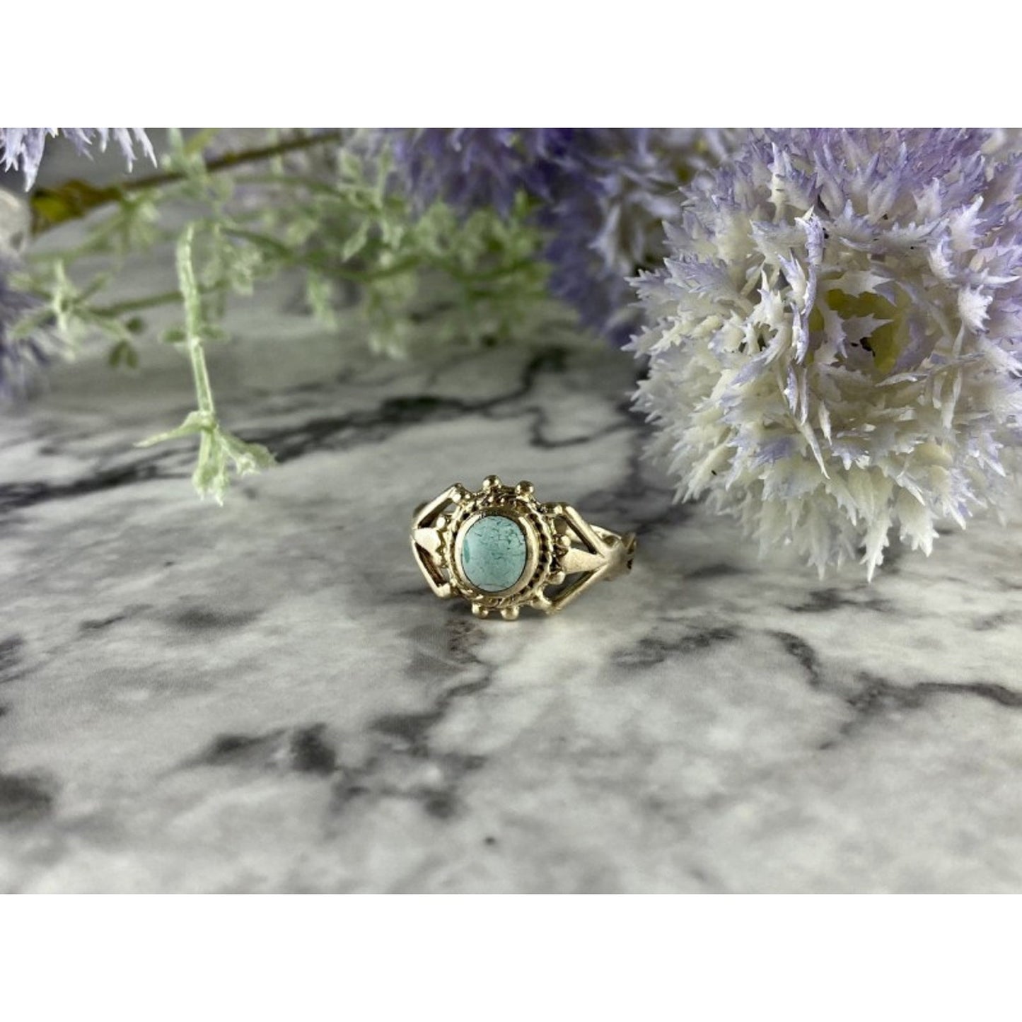 925 STERLING SILVER TURQUOISE RING SIZE 9.5