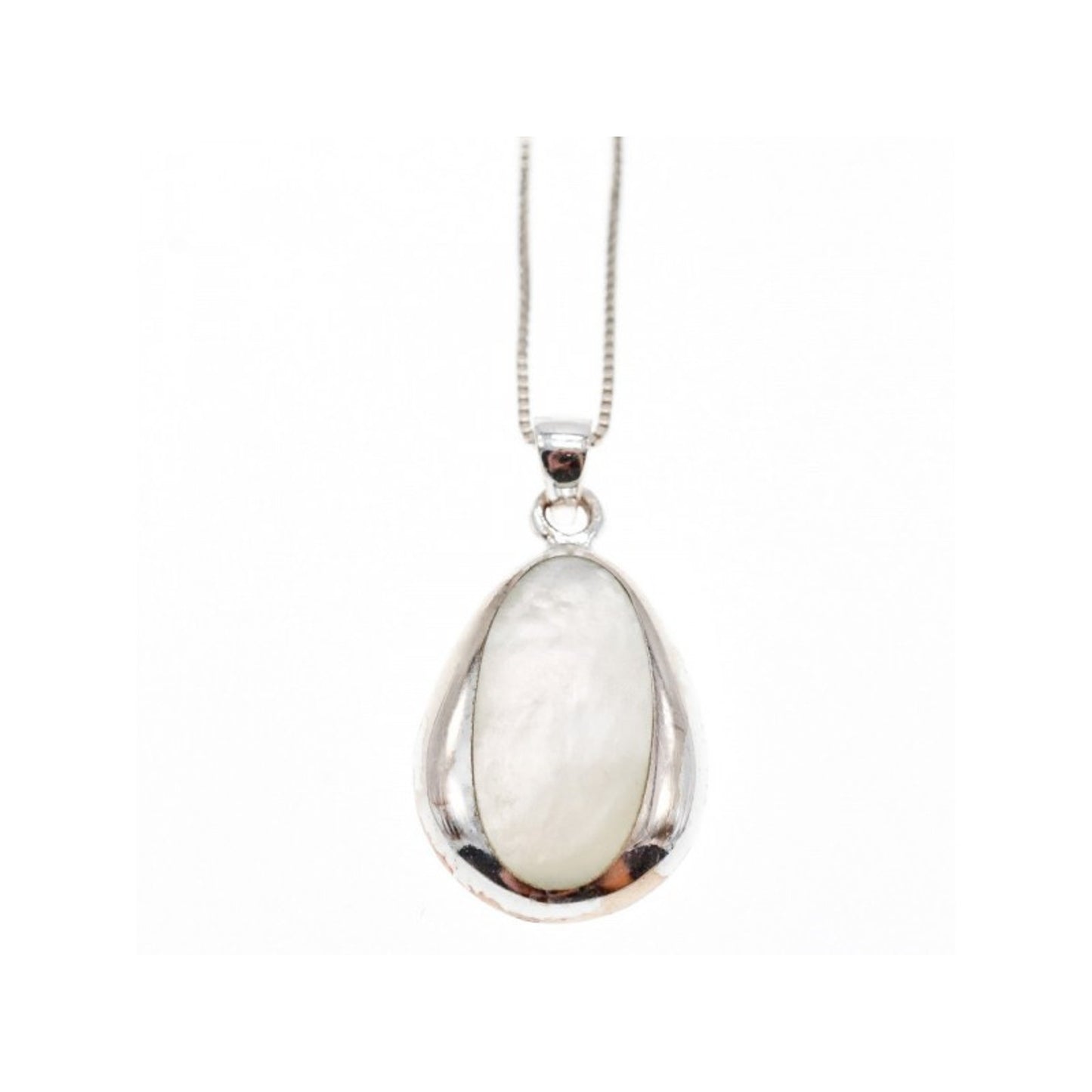 925 Sterling Silver Mother of pearl Chain with Pendant Italy