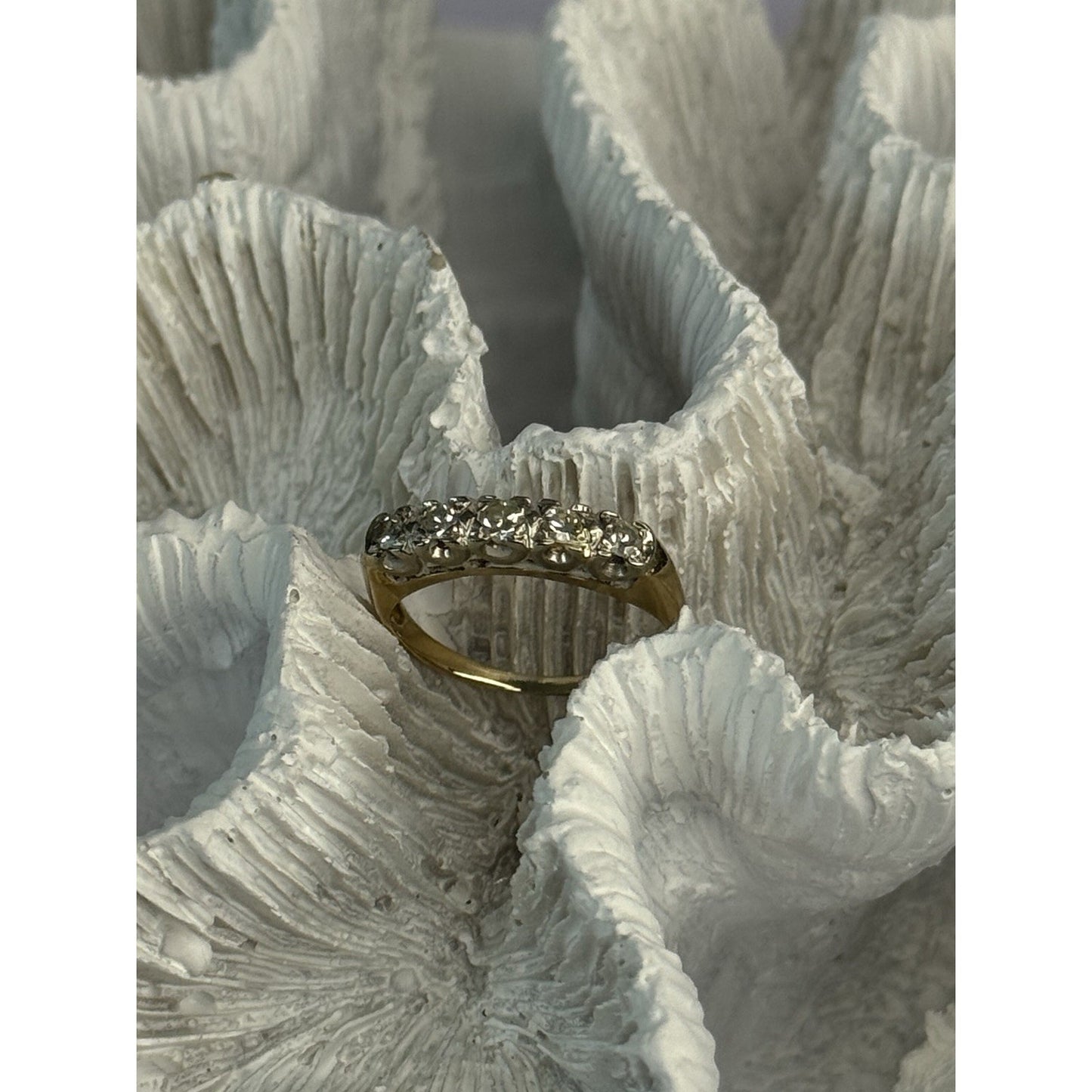 14 K Yellow Gold Diamonds Ring Size 3.5