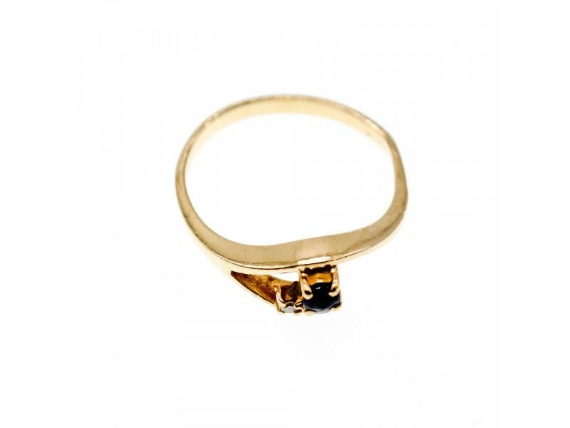 10K YELLOW GOLD SAPPHIRE & DIAMOND RING SIZE 7
