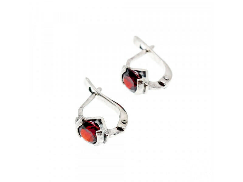 925 STERLING SILVER GARNET EARRINGS
