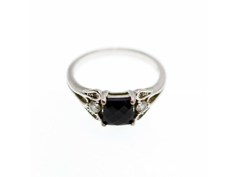 925 STERLING SILVER BLACK SPINEL & BERYL RING SIZE 9.5