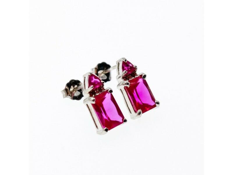 925 STERLING SILVER PINK TOPAZ STUD EARRINGS