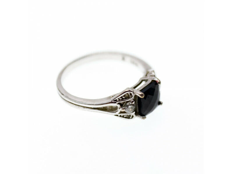 925 STERLING SILVER BLACK SPINEL & BERYL RING SIZE 9.5
