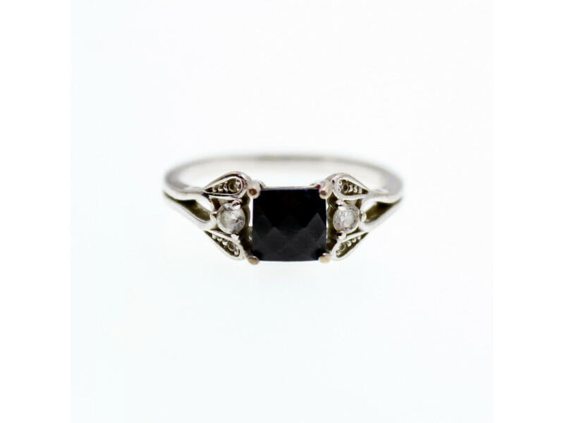 925 STERLING SILVER BLACK SPINEL & BERYL RING SIZE 9.5