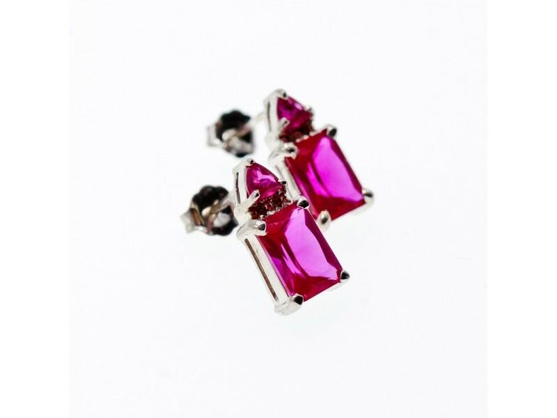 925 STERLING SILVER PINK TOPAZ STUD EARRINGS