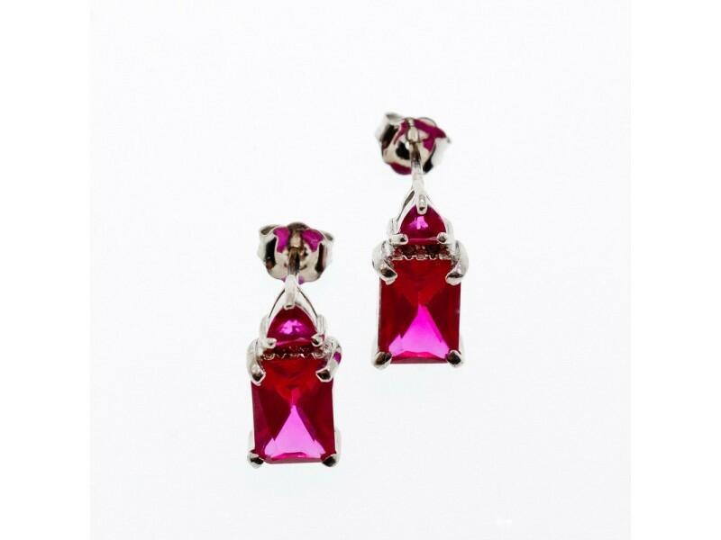 925 STERLING SILVER PINK TOPAZ STUD EARRINGS